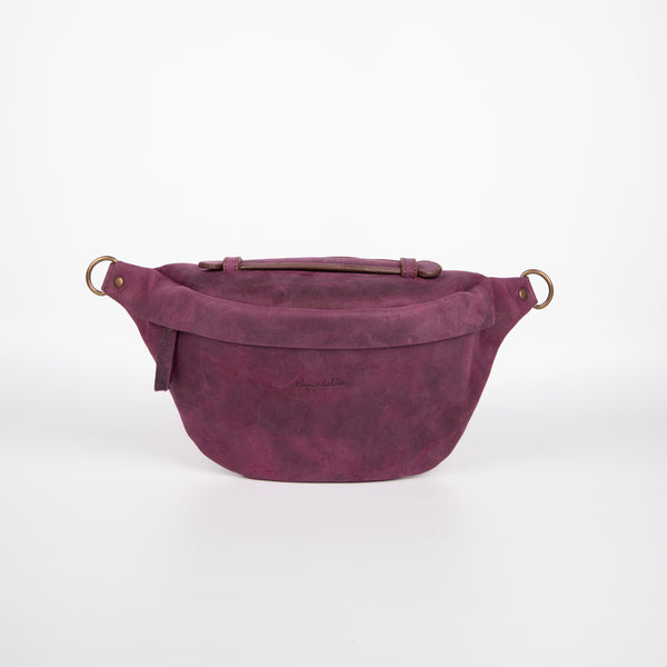 Versatile Leather Fanny Pack Burgundy Hip Bag for Women 