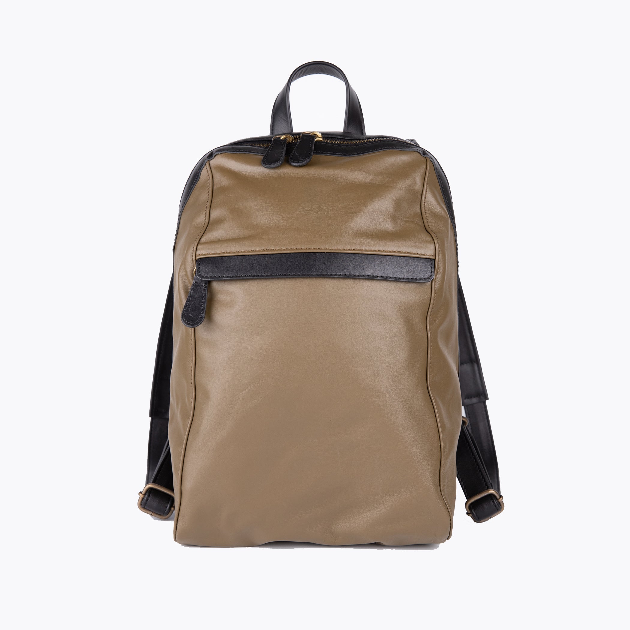 Napa Leather Backpack - Khaki | Chicatolia